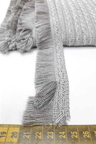 Gri İp Püskül Saçak Şerit 5 cm