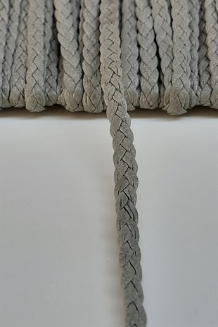 Gri Örgülü Deri Şerit 1 Cm