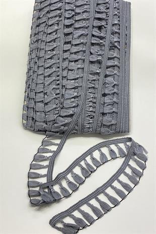 Gri Pamuk Saçak Püskül Şerit