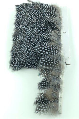 Gray Black Polka Dot Guinea Chicken Feather