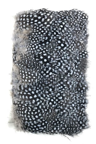 Gray Black Polka Dot Guinea Chicken Feather
