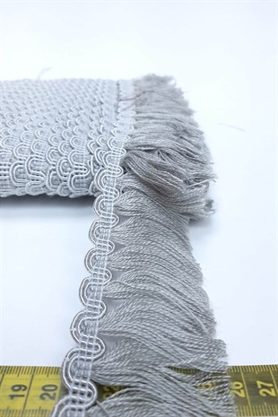 Gri Su Yolu Desenli Şerit Püskül 5 cm