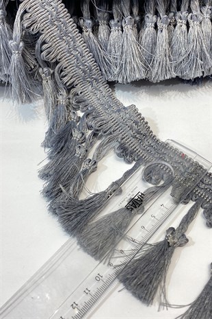 Gray Bun Tassel Fringe