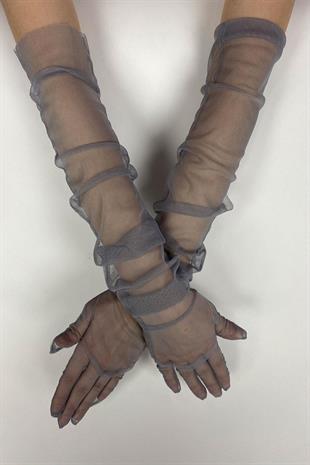 الجملة رمادي طويل قفازات الزفاف الأنيقة تول قفازات الزفاف / الزفاف / قفازات الحزب