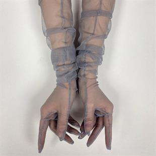 الجملة رمادي طويل قفازات الزفاف الأنيقة تول قفازات الزفاف / الزفاف / قفازات الحزب