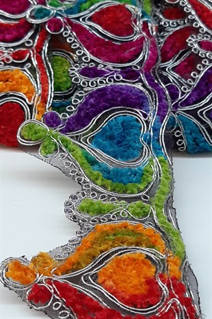 Gül Desenli Antik Şerit Güpür