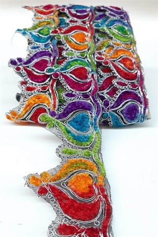 Gül Desenli Antik Şerit Güpür