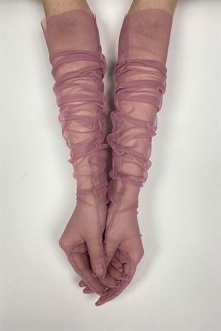 Gül Kurusu 10 Adet Gelin Eldiveni Tül Eldiven Nikah/Düğün/Parti Eldiveni