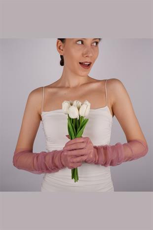 Dusty Rose Long Elegant Bridal Gloves Tulle Gloves Wedding/Wedding/Party/Costume Gloves