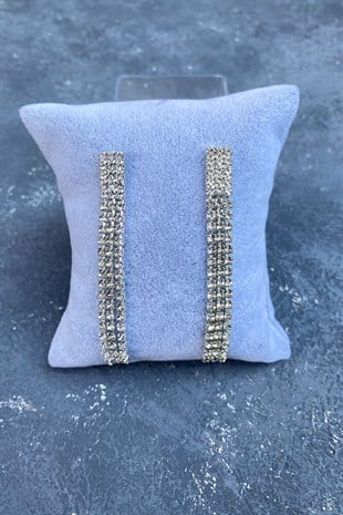 Gümüş 3 Sıra Sallantılı Abiye Küpe