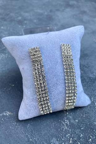 Silver 4 Rows Dangle Evening Dress Earrings