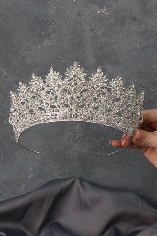 Silver Angelina High Stone Bridal Henna Crown