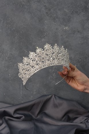Silver Angelina High Stone Bridal Henna Crown