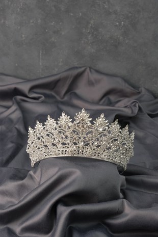 Silver Angelina High Stone Bridal Henna Crown