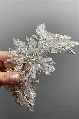 Silver Arden Beaded Bridal Tiara Headband Accessory