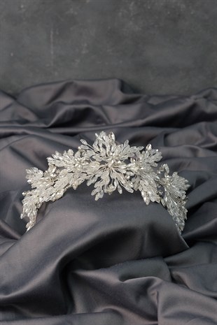 Silver Arden Crystal Beaded Headband and Bridal Henna Tiara