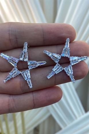 Gümüş Baget Zirkon Taşlı Abiye Parlak Küpe