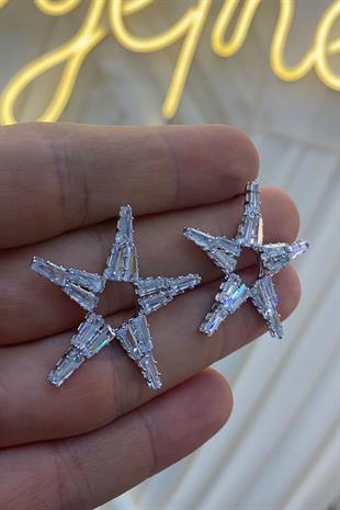 Gümüş Baget Zirkon Taşlı Abiye Parlak Küpe