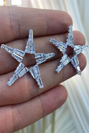 Gümüş Baget Zirkon Taşlı Abiye Parlak Küpe