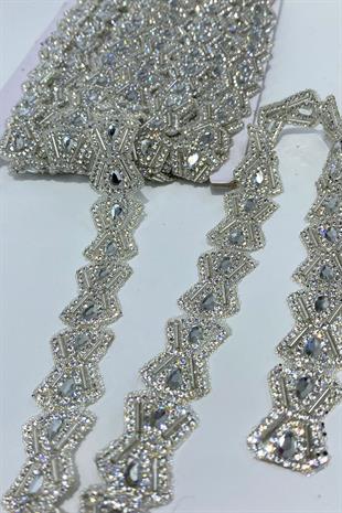 Silver Baklava Pattern Iron-On Strip Applique