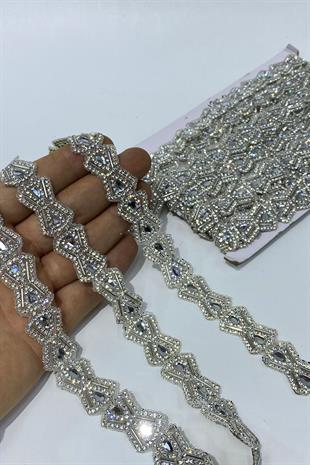 Silver Baklava Pattern Iron-On Strip Applique