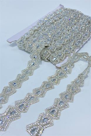 Silver Baklava Pattern Iron-On Strip Applique