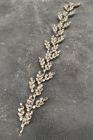 Silver Beryl Leaf Motif Bridal Henna Crown Hair Accessory