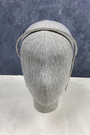 Gümüş Çift Sıra Sallantılı Gelin Tacı Saç Aksesuarı