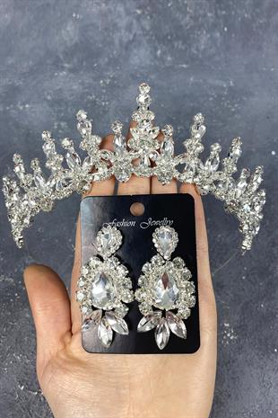 Gümüş Cooker Gelin Tacı Ve Mekik Küpe