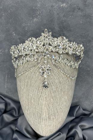 Gümüş Dali Alınlık Sallantılı Gelin Kına Tacı Saç Aksesuarı