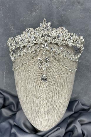 Gümüş Dali Alınlık Sallantılı Gelin Kına Tacı Saç Aksesuarı