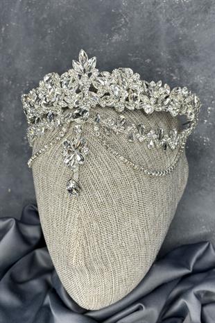 Gümüş Dali Alınlık Sallantılı Gelin Kına Tacı Saç Aksesuarı