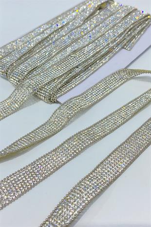 Gümüş Geniş Zincirli Ütüyle Yapışan Şerit Aplik