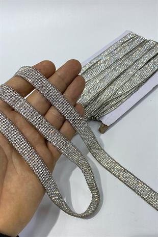 Gümüş Geniş Zincirli Ütüyle Yapışan Şerit Aplik