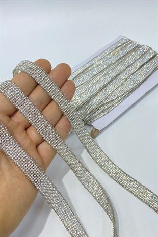 Gümüş Geniş Zincirli Ütüyle Yapışan Şerit Aplik