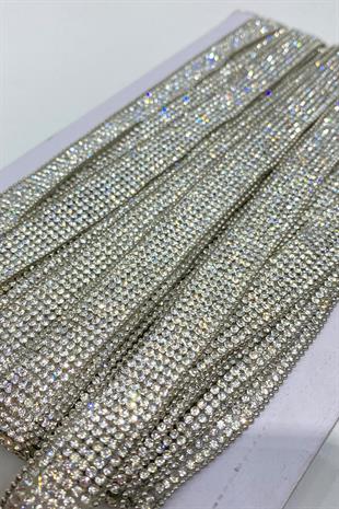 Gümüş Geniş Zincirli Ütüyle Yapışan Şerit Aplik