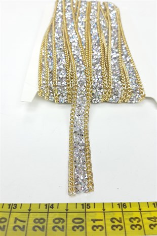 الفضة سلسلة الذهب على الشريط مطرز بالخرز