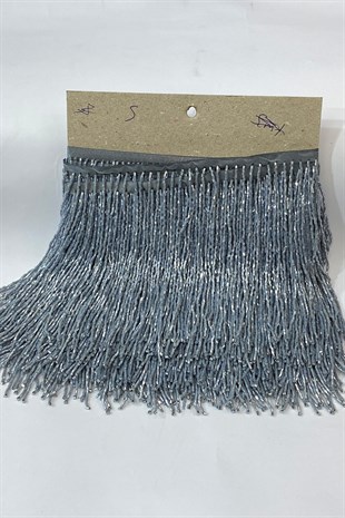 Gümüş Gri Boncuklu 15 cm Saçak Püskül