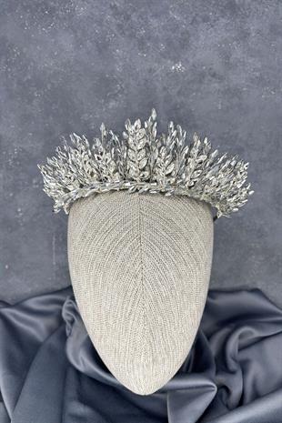 Silver Gray Elisa Design Beaded Bridal Henna Crown Hair Accessory