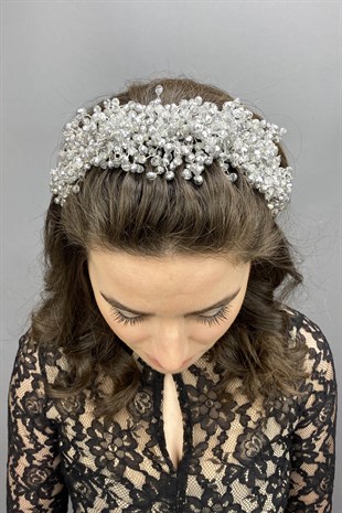 Silver Gray Pollux Crystal Stone Henna and Bridal Crown