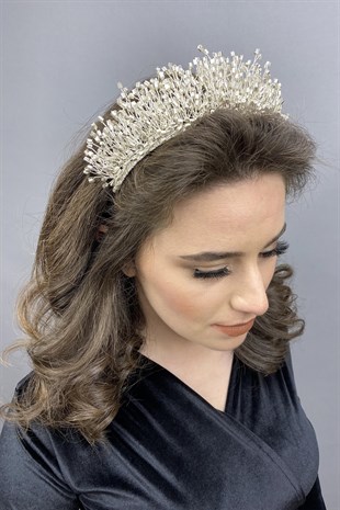 Silver Gray Rigel Crystal Stone Henna and Bridal Crown