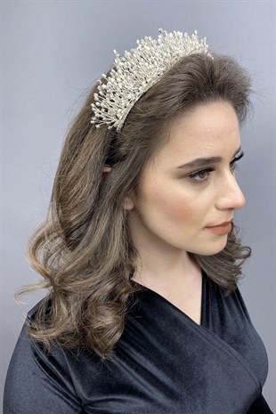 Silver Gray Rigel Crystal Stone Henna and Bridal Crown