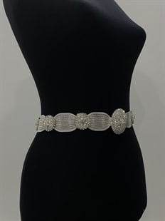 حزام شالوار الألباني بحجر شبكي فضي