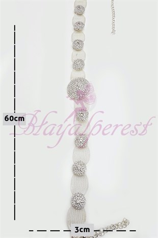 حزام شالوار الألباني بحجر شبكي فضي