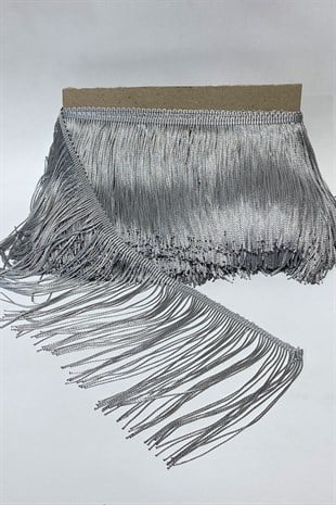 Gümüş İthal Şerit Püskül Saçak 15 cm 1mt