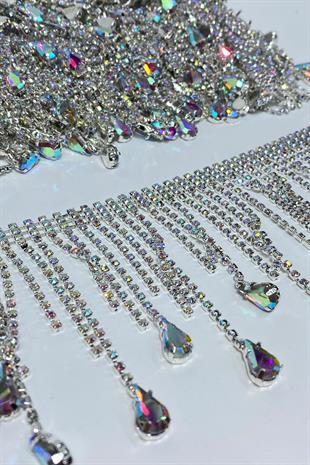 Gümüş Janjanlı Beyoğlu Damla Taşlı Saçak Püsküllü Şerit Aksesuar