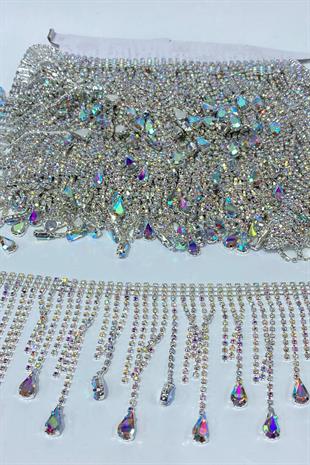 Gümüş Janjanlı Beyoğlu Damla Taşlı Saçak Püsküllü Şerit Aksesuar