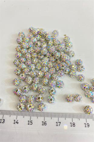 Shiny Stone Beads with Silver Janjan 6 mm