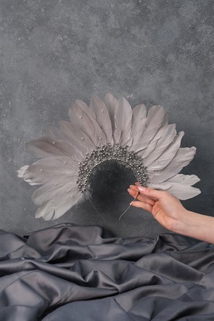 Silver Eagle Feathered Stone Special Design Bridal Henna Crown