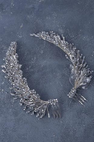Silver Crystal Embellished Bridal Hair Accessory for Henna Ceremonies, Engagements, and Side Combs
